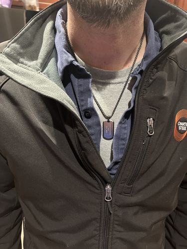 Customer photo review of Gun Metal Reversible Dog Tag