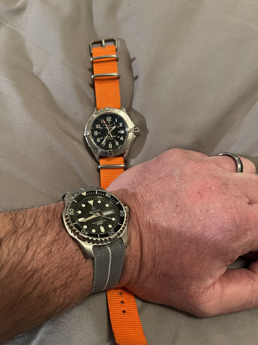Customer photo review of Classic Military Style Strap - Bright Orange