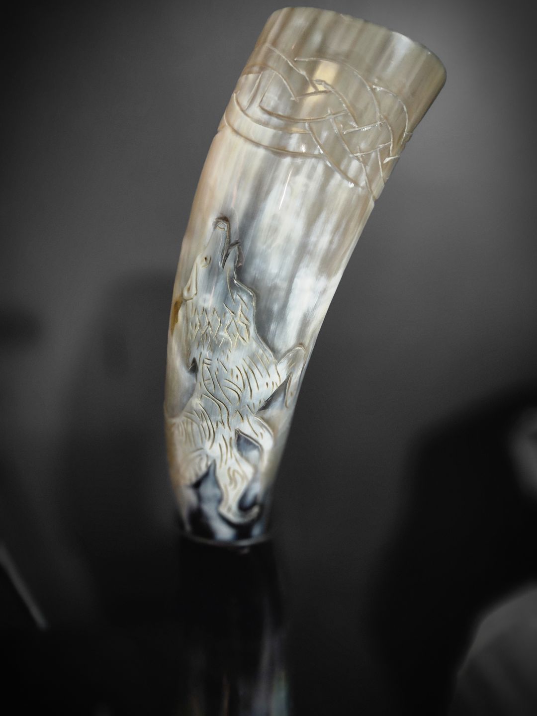 Customer photo review of Howling Fenrir Wolf Drinking Horn.