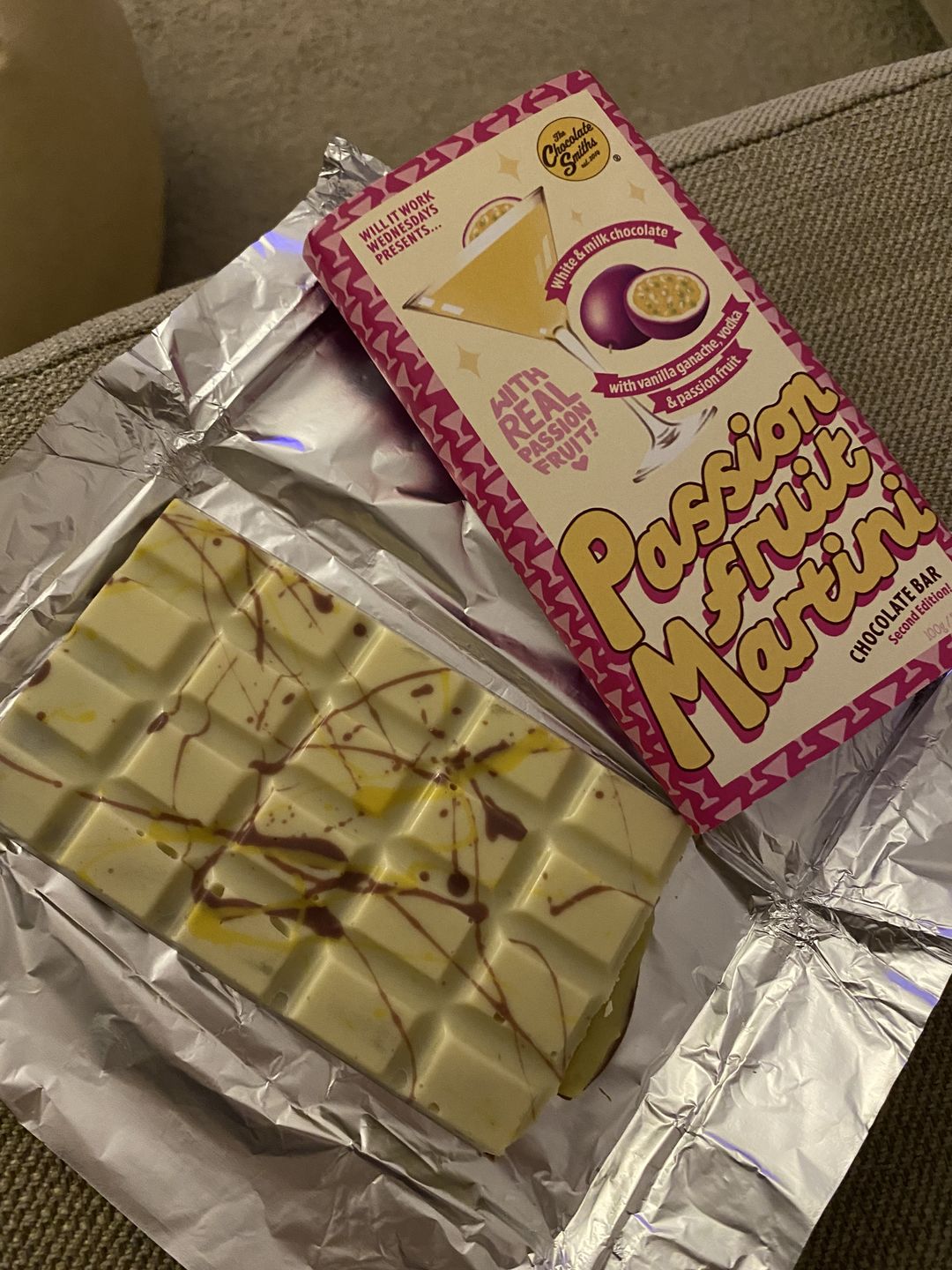 Customer photo review of Will it work Passionfruit Martini Chocolate Bar
