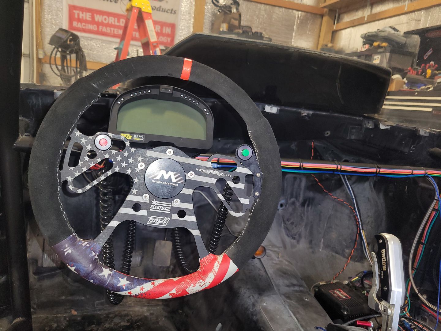 Customer photo review of Motion Raceworks Momentary Small Push Button w/6' Wound Cord (Red or Green)