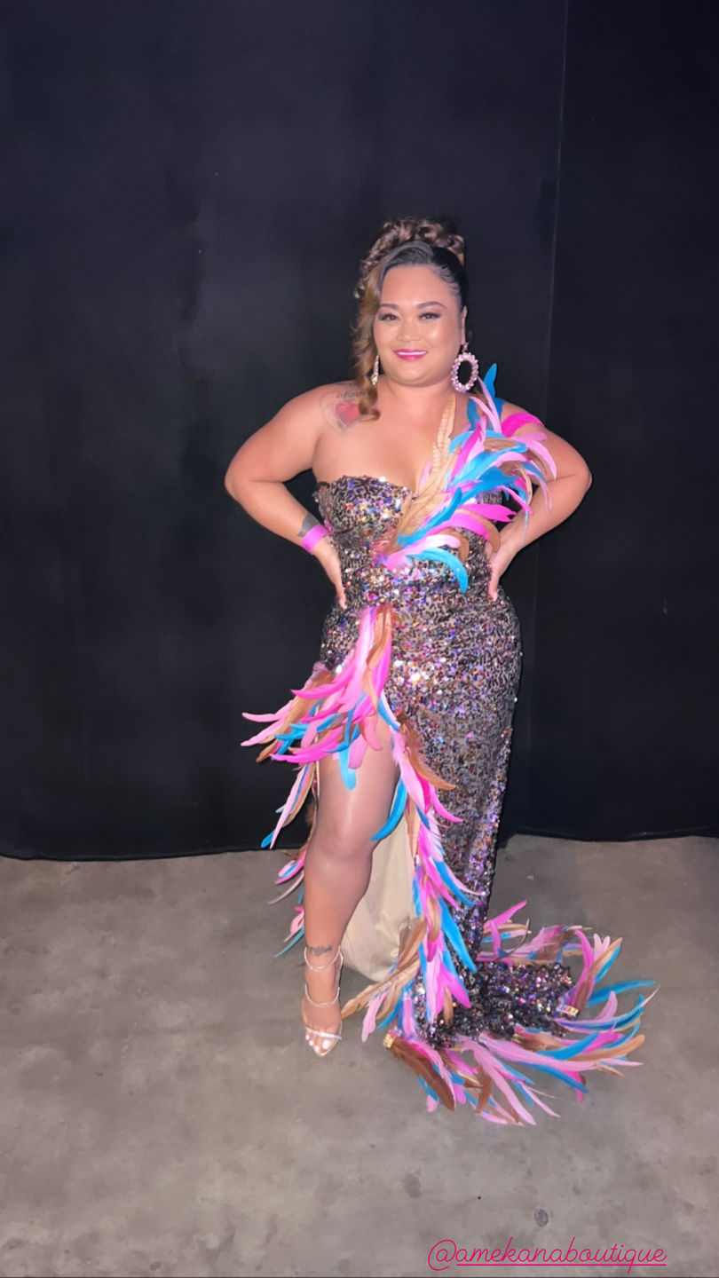 Customer photo review of Grandeur Feather Dress