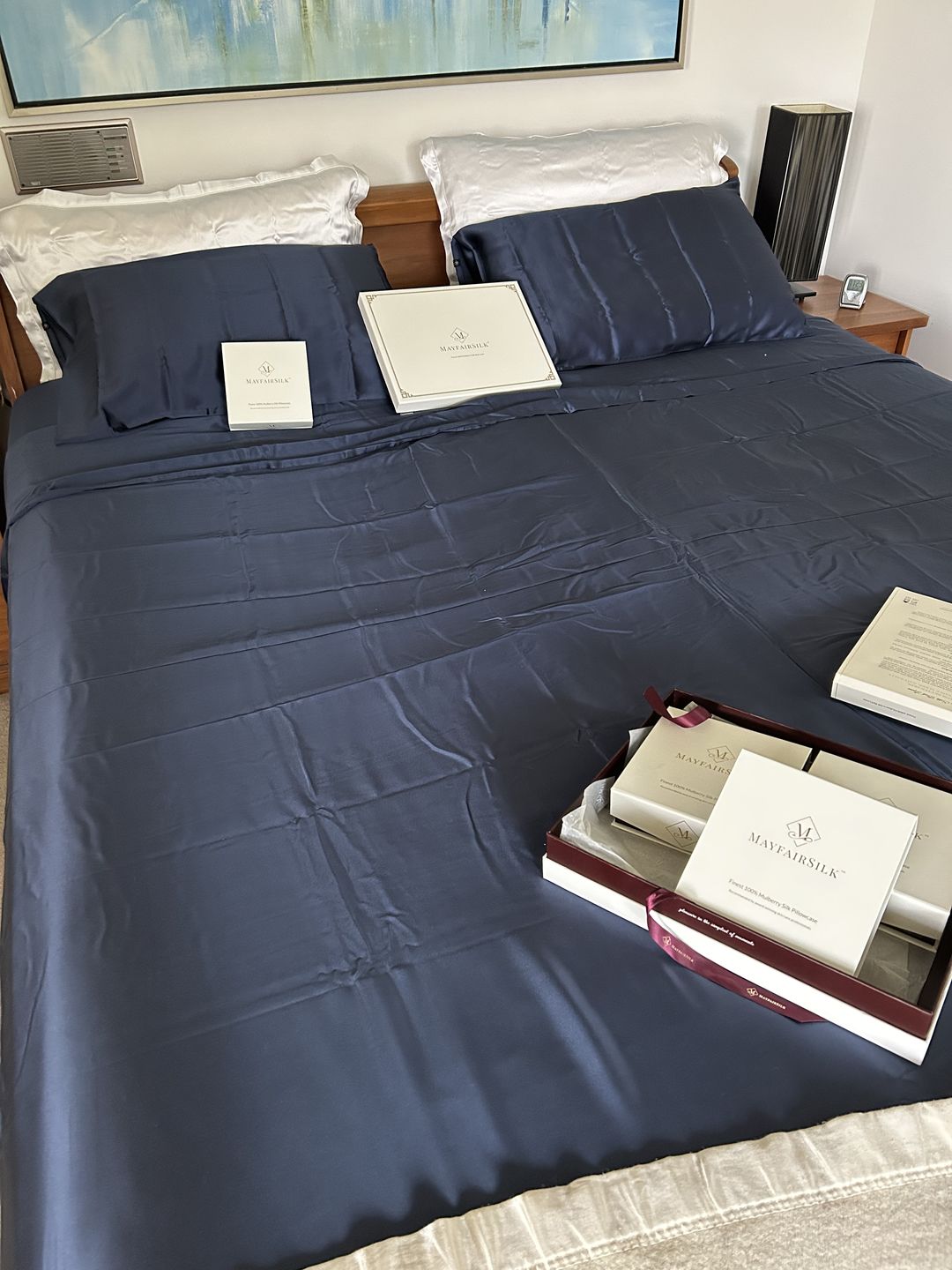 Customer photo review of Midnight Blue Silk Duvet Set
