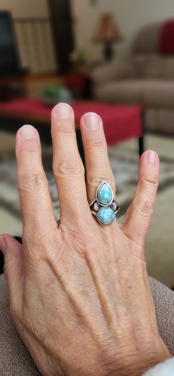 Customer photo review of Larimar Shell Ring Sterling Silver
