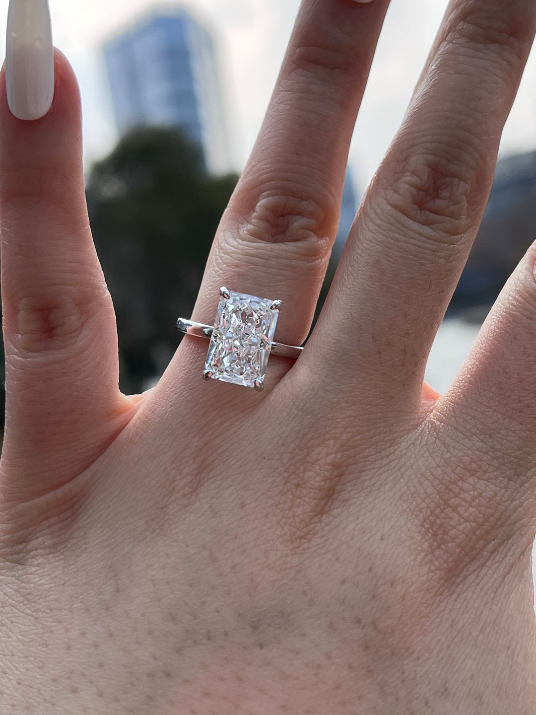 Customer photo review of Louily Elegant Radiant Cut Engagement Ring In Sterling Silver