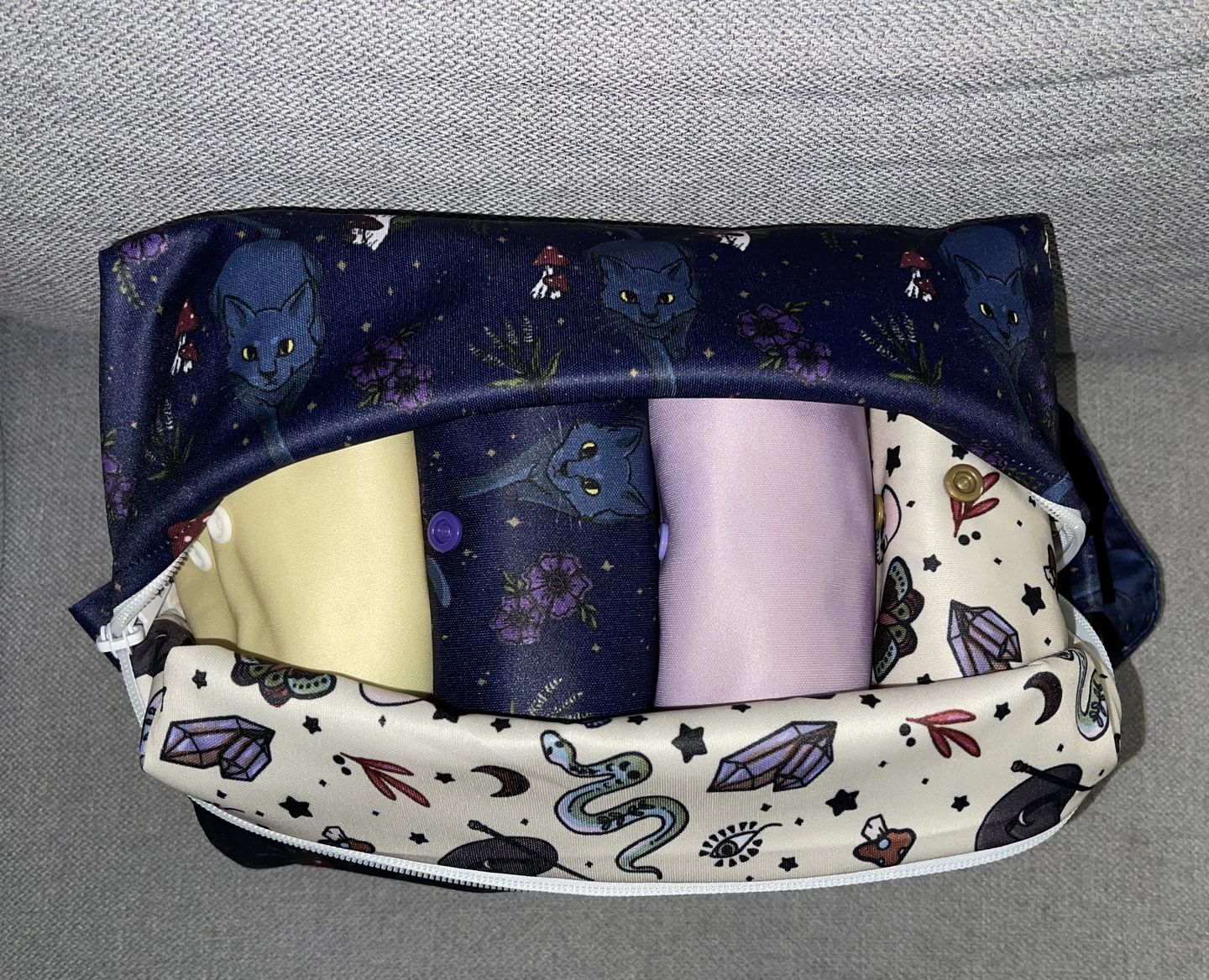 Customer photo review of Patterned Water Resistant Diaper Pod Travel Cube