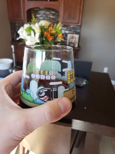 Customer photo review of Pack of 2 x “Yoshi's Beer Battle" 14oz glasses
