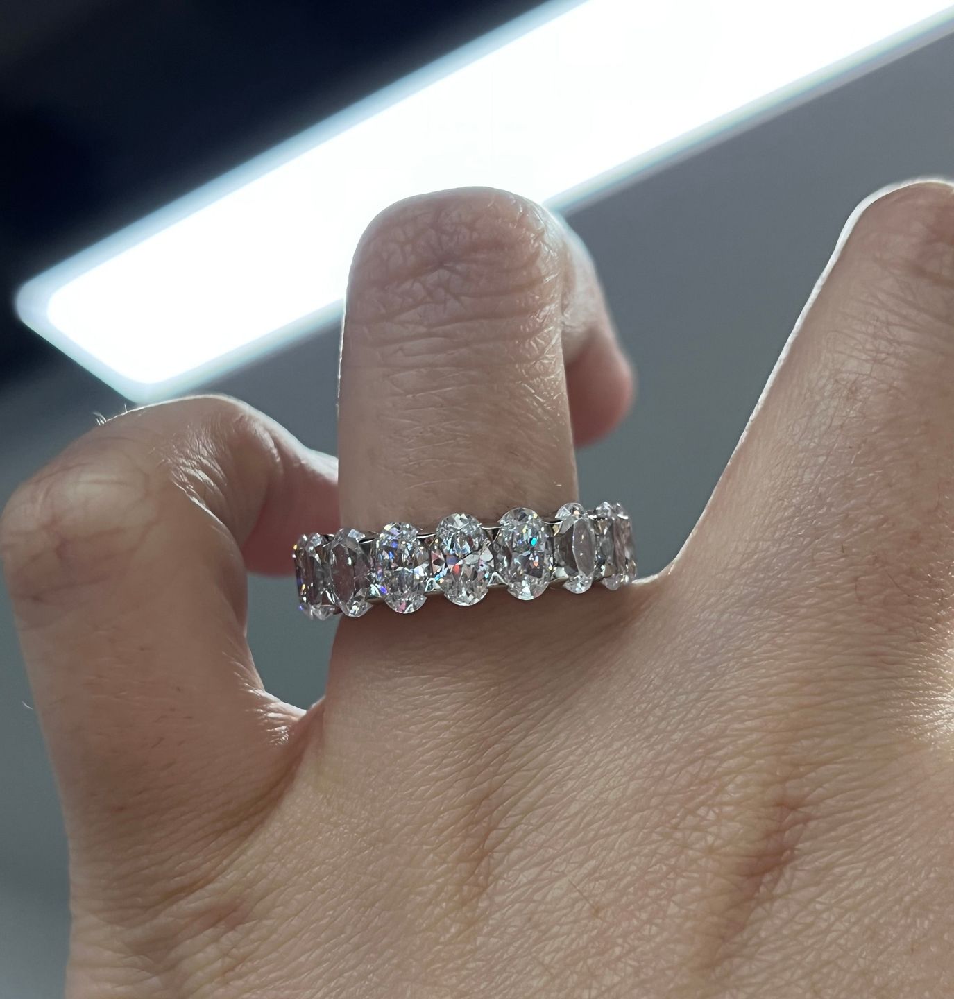 Customer photo review of S925 8.5Ct Eternity Oval Cut Wedding Band For Women In Sterling Silver