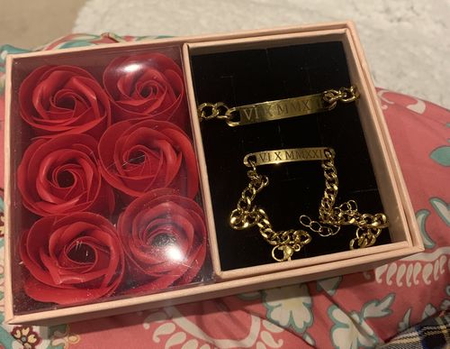 Customer photo review of Engraved Bracelet Set - W/ Eternal Rose Box