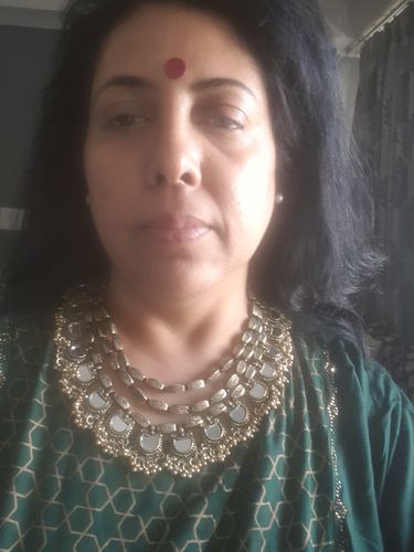 Customer photo review of Rubans Gold Toned Embellished With Mirror Multi layer Statement Necklace