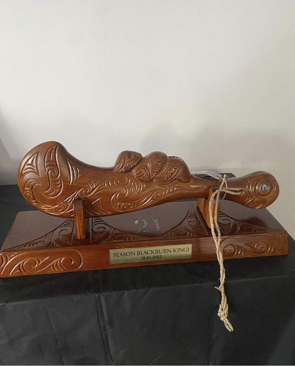 Customer photo review of Large 46cm Carved Maori Wahaika Club on Stand