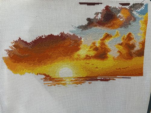 Customer photo review of Kreuzstich - Sonnenuntergang Gold | 40x25 cm