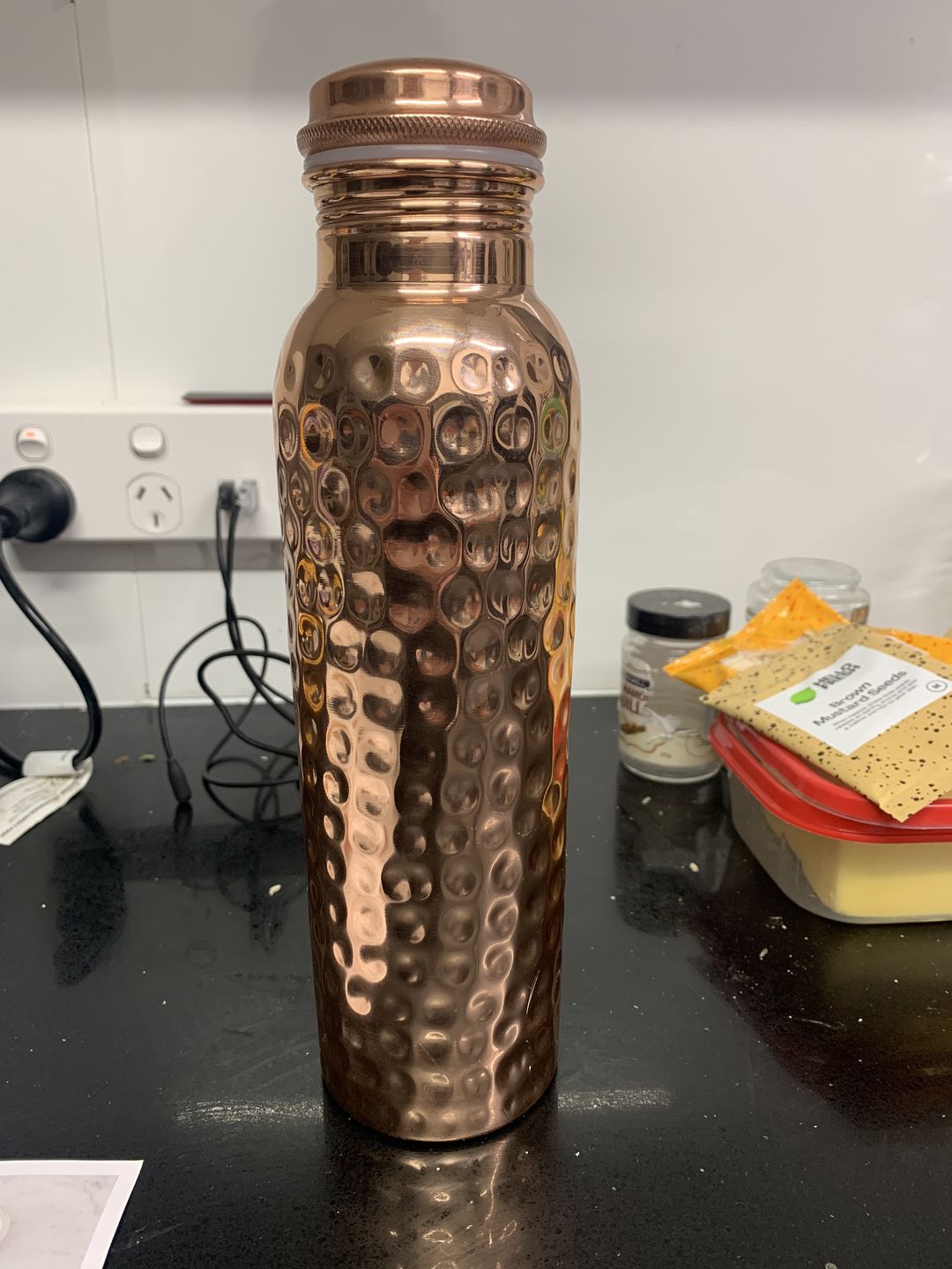 Customer photo review of Hammered Pure Copper Water Bottle