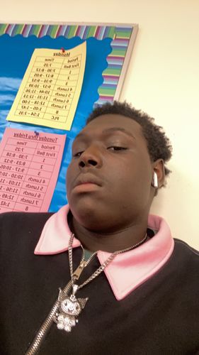 Customer photo review of Praying Rabbit Rugby Polo Sweatshirt (PINK/BLACK)