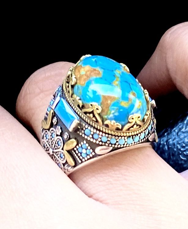 Customer photo review of The Queen's Sterling Silver Turquoise Ring for Women