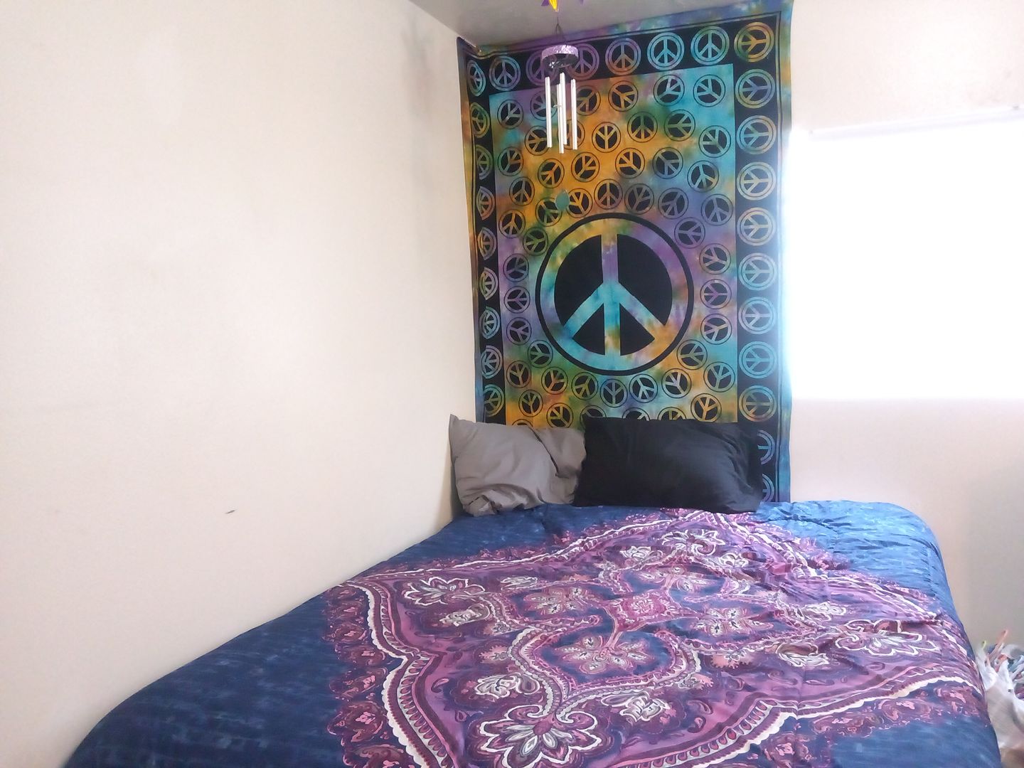 Customer photo review of Peace Sign Tie Dye Tapestry