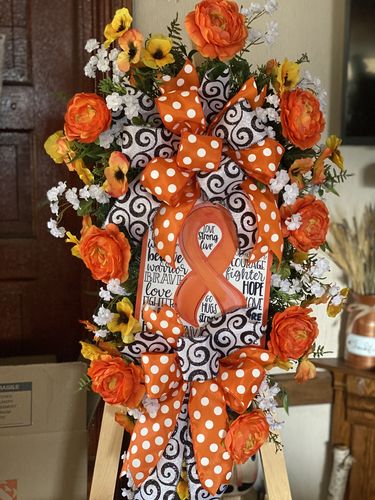 Customer photo review of Wreath Sign, Leukemia Awareness Sign, Kidney Awareness, 8x10" Metal Sign DECOE-908, Sign For Wreath, DecoExchange
