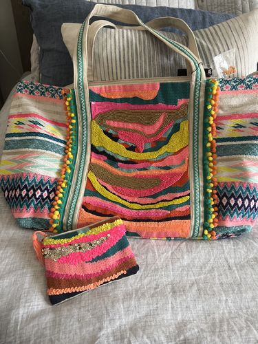 Customer photo review of Daphne Embellished Multi-colored Hand Beaded Tote