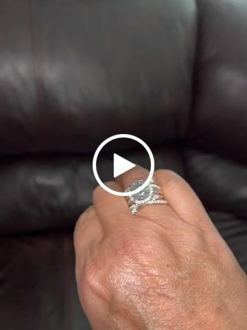 Customer video review of Halo Moissanite With Enhancer Cross Shank Bridal Engagement Ring Set