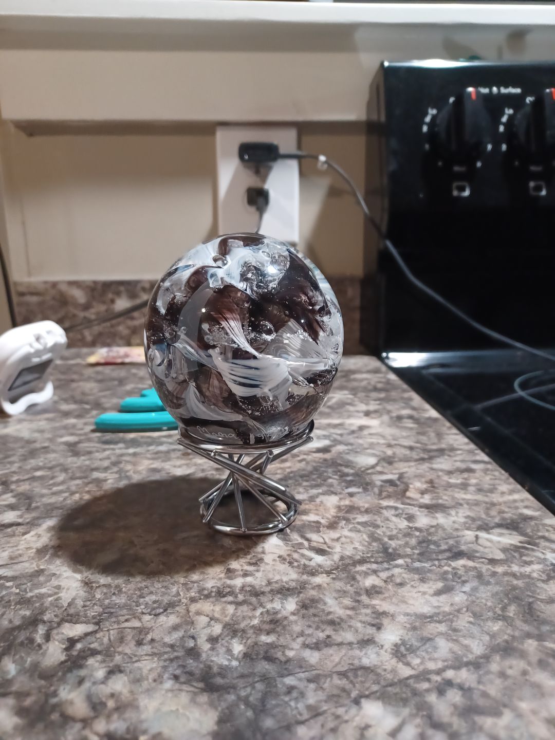 Customer photo review of Cotton Candy Orb with Infused Cremation Ashes