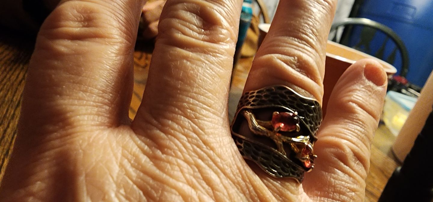 Customer photo review of Retro Red Garnet Ring