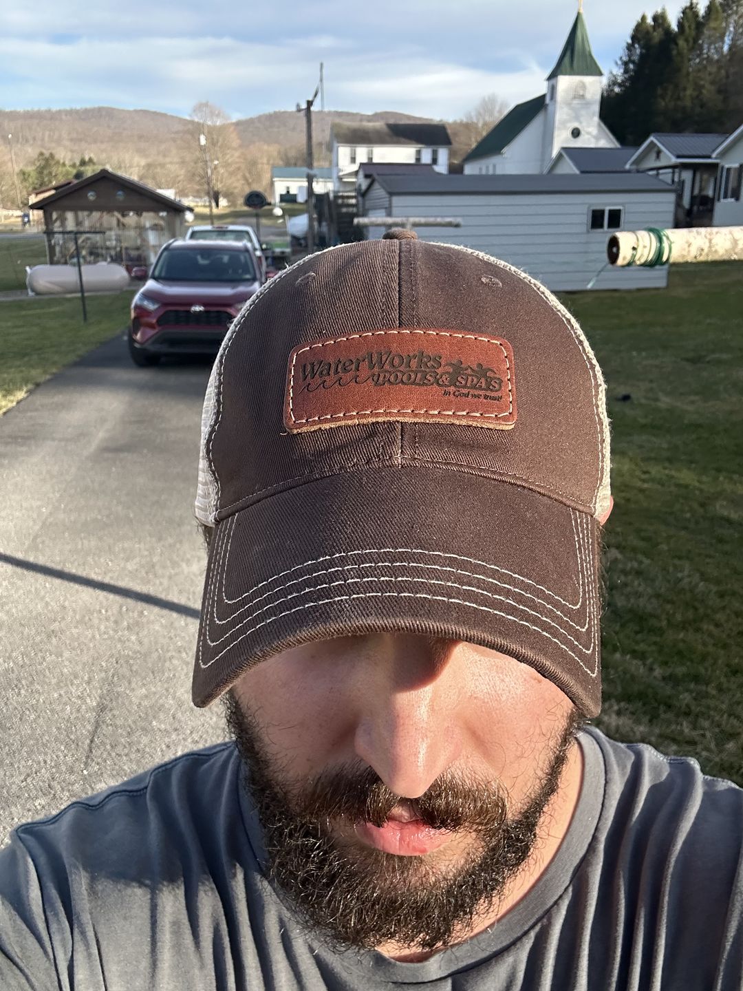 Customer photo review of Richardson 111 Unstructured Leather Patch Hat