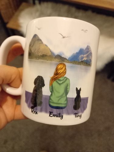 Customer photo review of Girl & Dogs - Life is better with a dog Personalised Mug