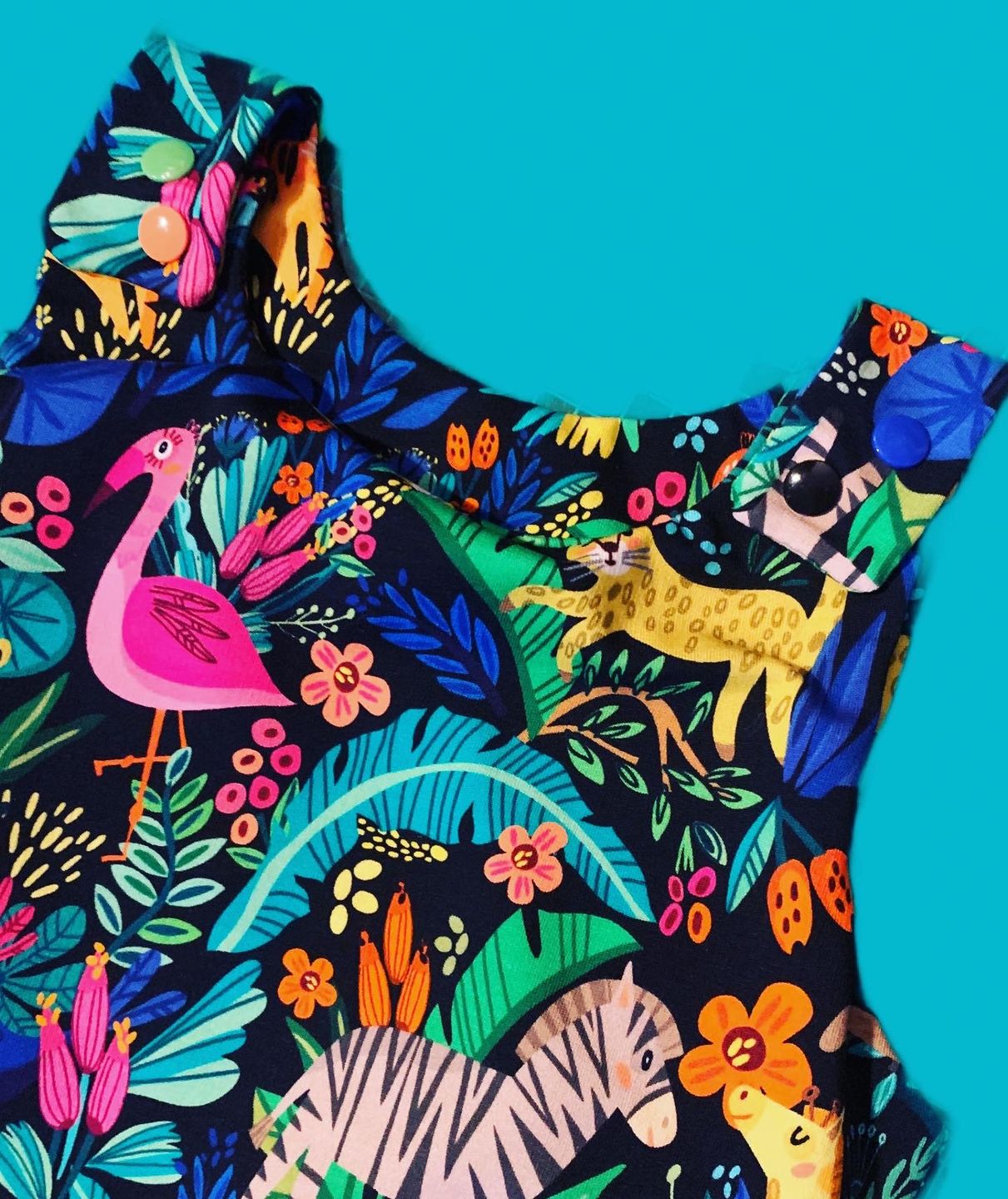 Customer photo review of Animal Jungle on Black French Terry Fabric