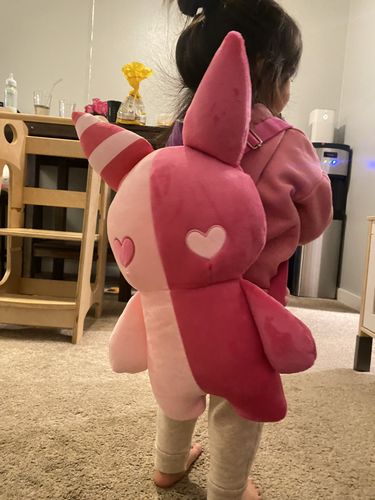 Customer photo review of Rabbit Plush Backpack 20" (PINK)