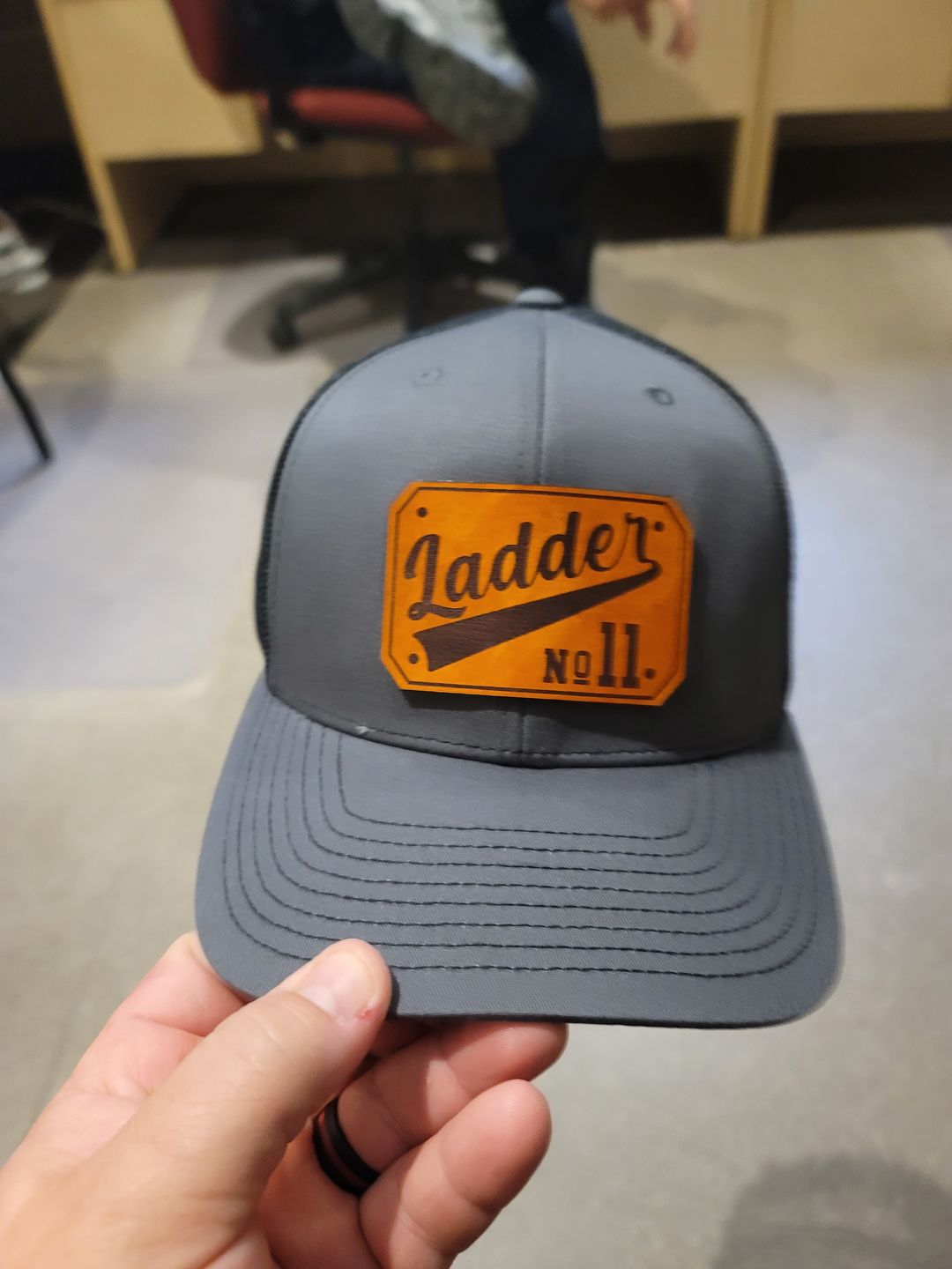Customer photo review of Custom Passport Leather Patch Hat