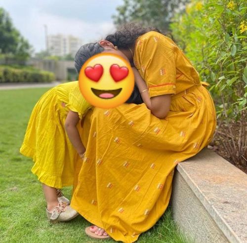 Customer photo review of Mustard Yellow Angaraka Maxi