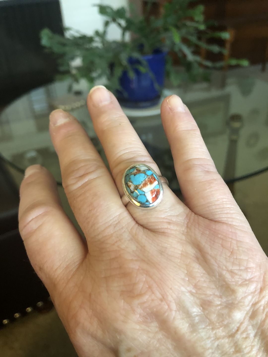 Customer photo review of Oyster Copper Turquoise Ring Sterling Silver