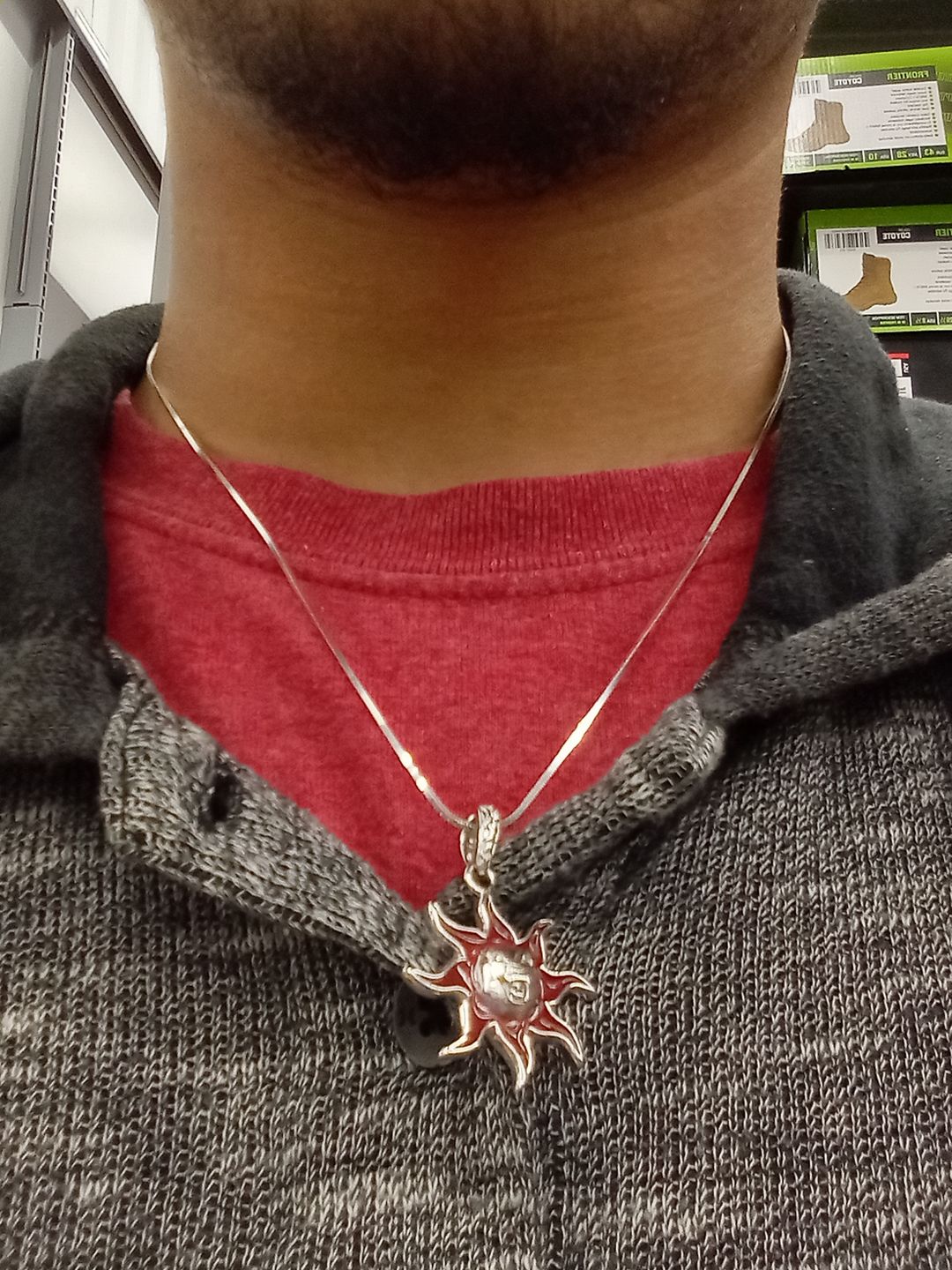 Customer photo review of SUNNY THE SOMBER SUN PENDANT