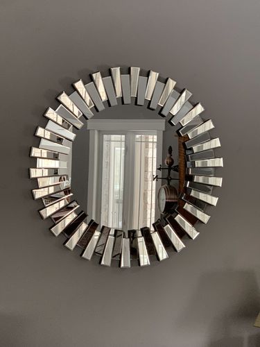 Customer photo review of Sunburst Beveled Round Mirror 35"