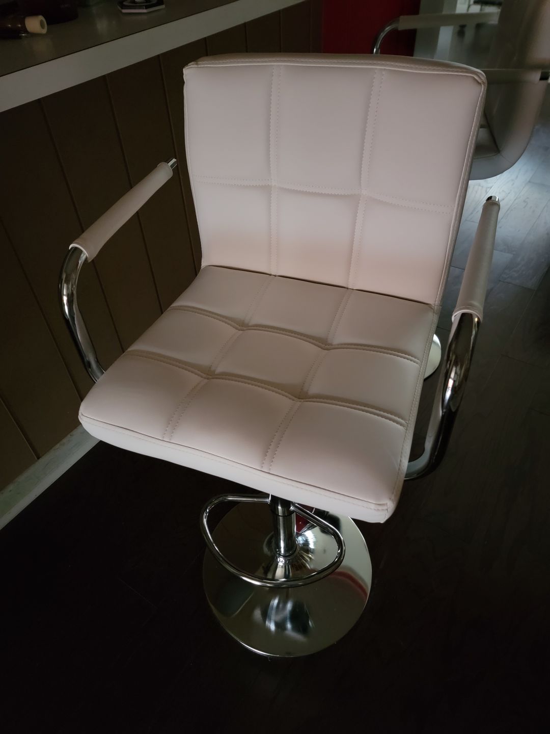 Customer photo review of Adjustable Square Bar Stools with Arm Rest (Set of 2)