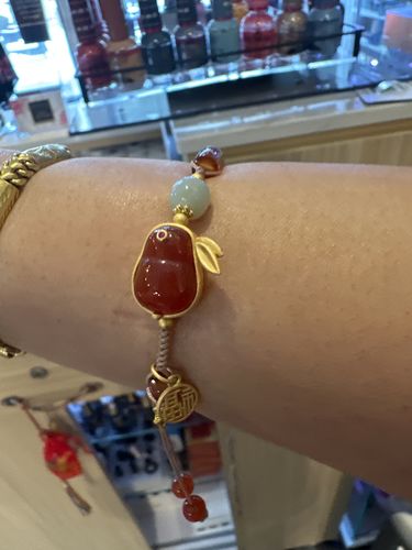 Customer photo review of Natural Red Agate & Hetian Jade Feng Shui Rabbit Bangle