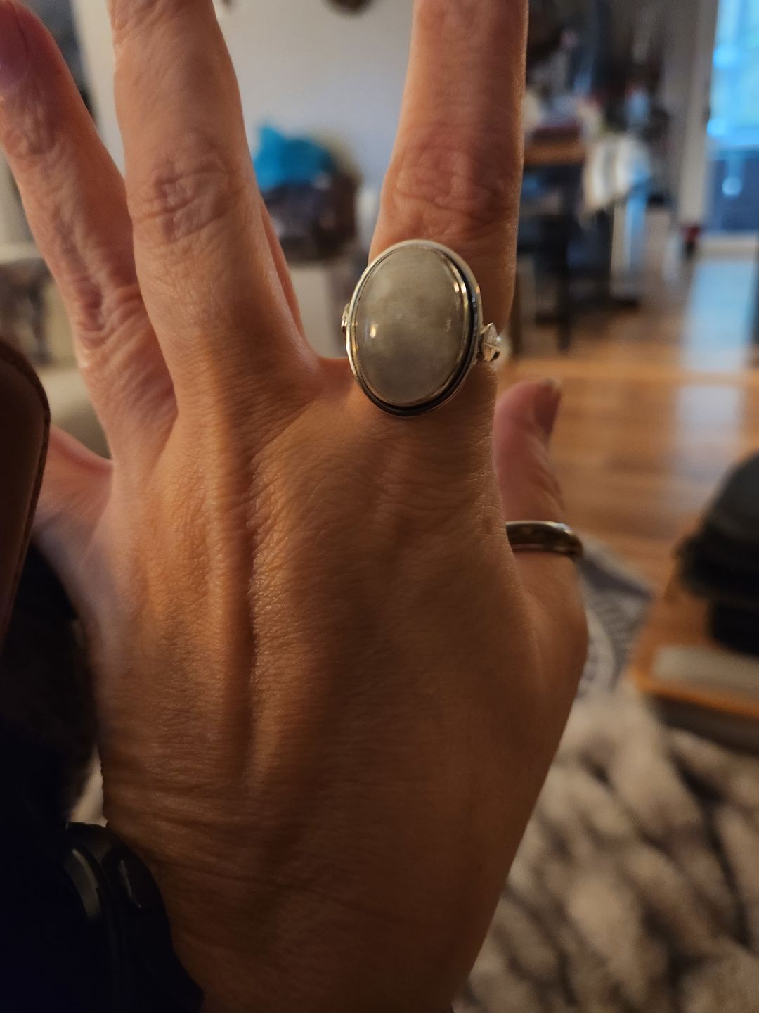 Customer photo review of Sterling Silver Rainbow Moonstone Ring