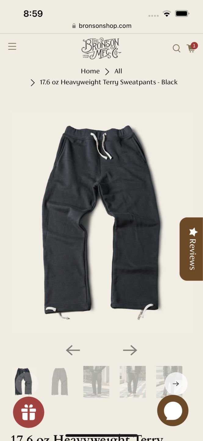 Customer photo review of 17.6 oz Heavyweight Terry Sweatpants - Black