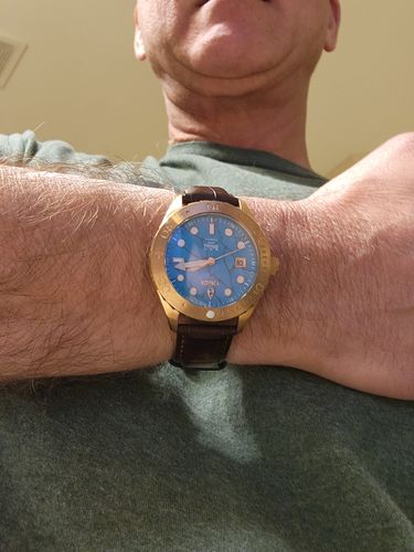 Customer photo review of Aquacy Bronze CuSn8 Turquoise Men's  Watch Automatic with Leather  200M