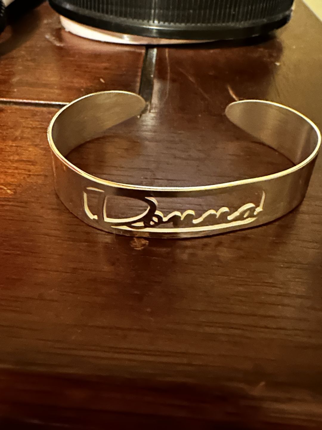 Customer photo review of Cutout Script Name Bangle