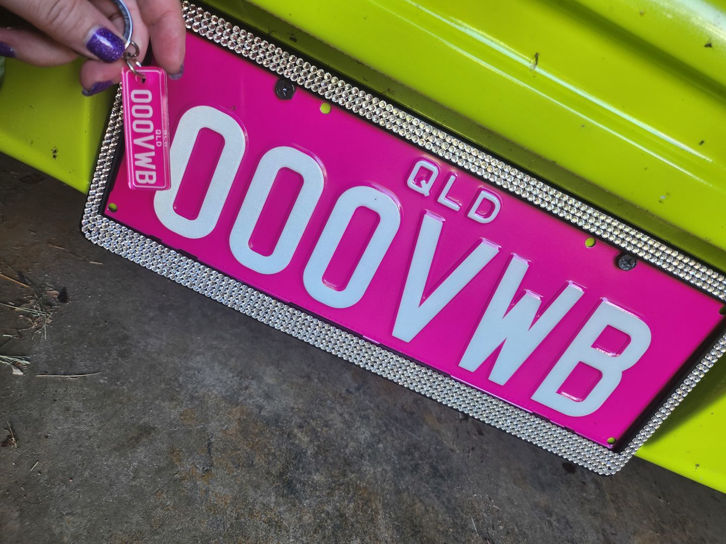Customer photo review of QLD Colour Licence Plate Custom Keychain