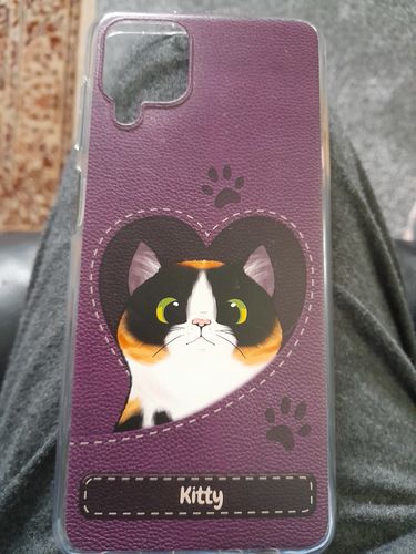 Customer photo review of Cat heart leather look - Personalised phone case
