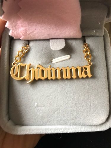Customer photo review of 18K Gold Custom Name Necklace