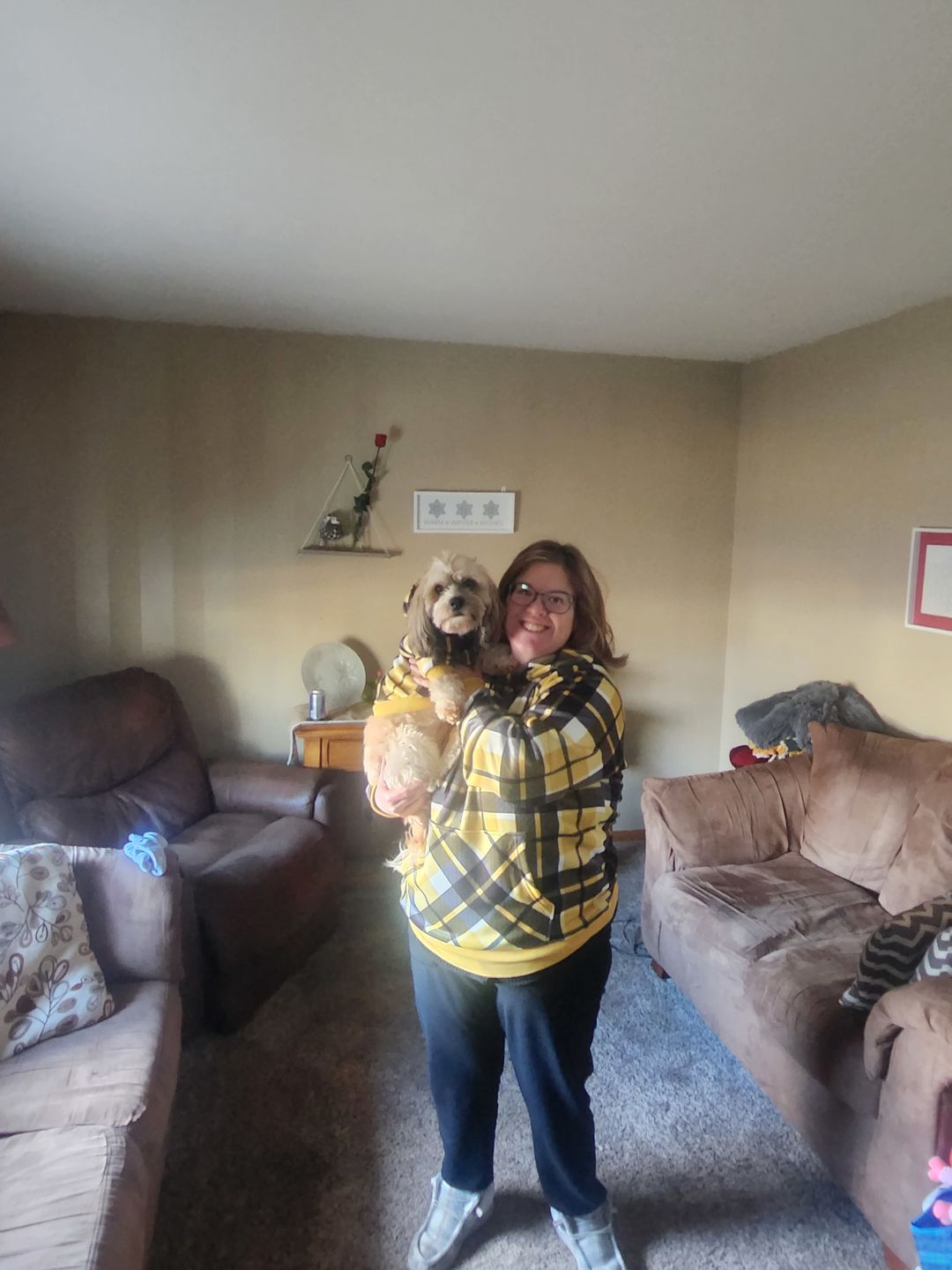 Customer photo review of Yellow Plaid Human Hoodie