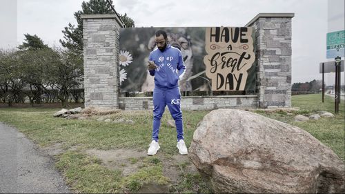 Customer photo review of Reflective Tape Track Pants (Royal)