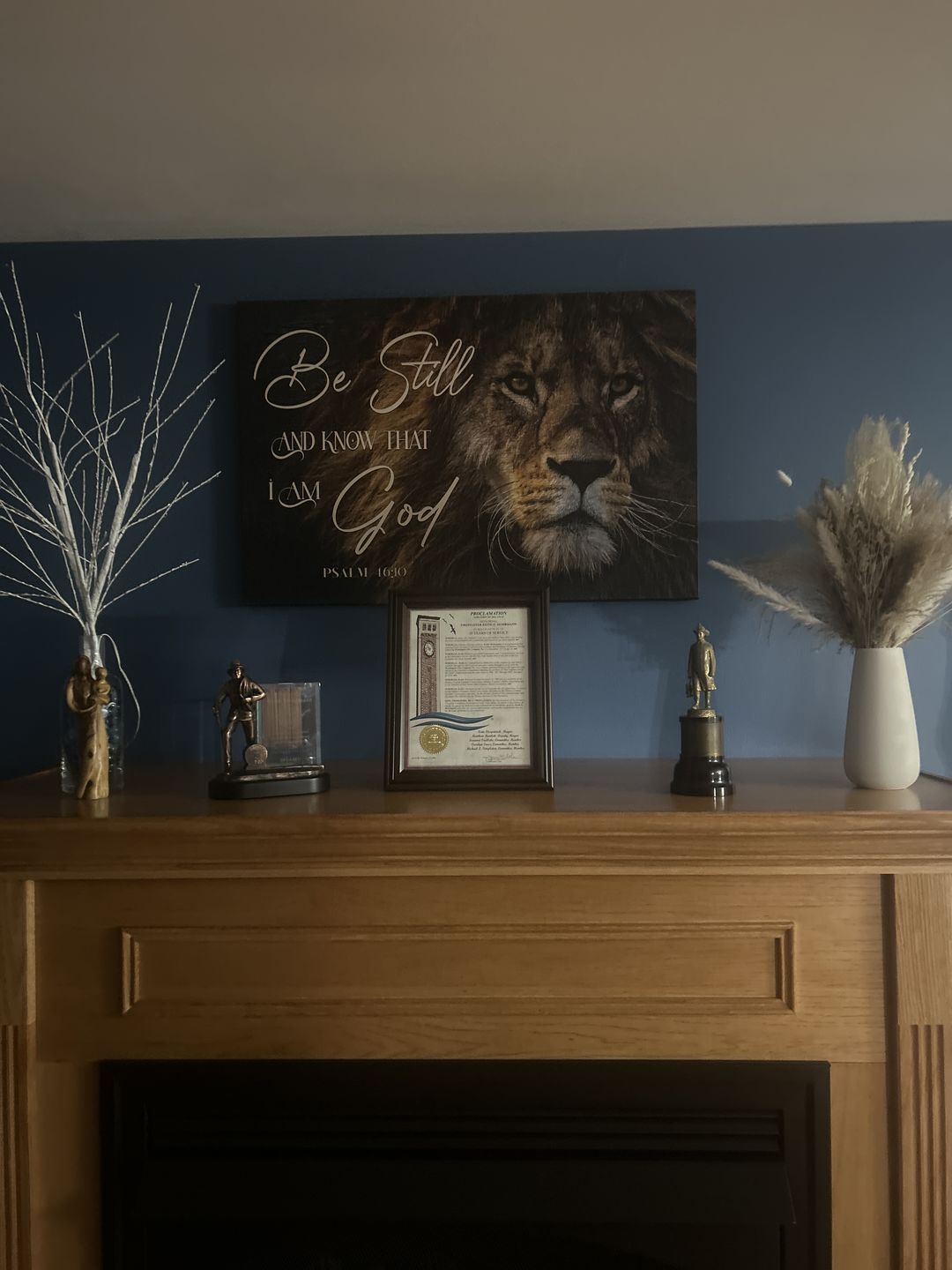 Customer photo review of Lion of Judah, Be still and know that I am God wall art canvas