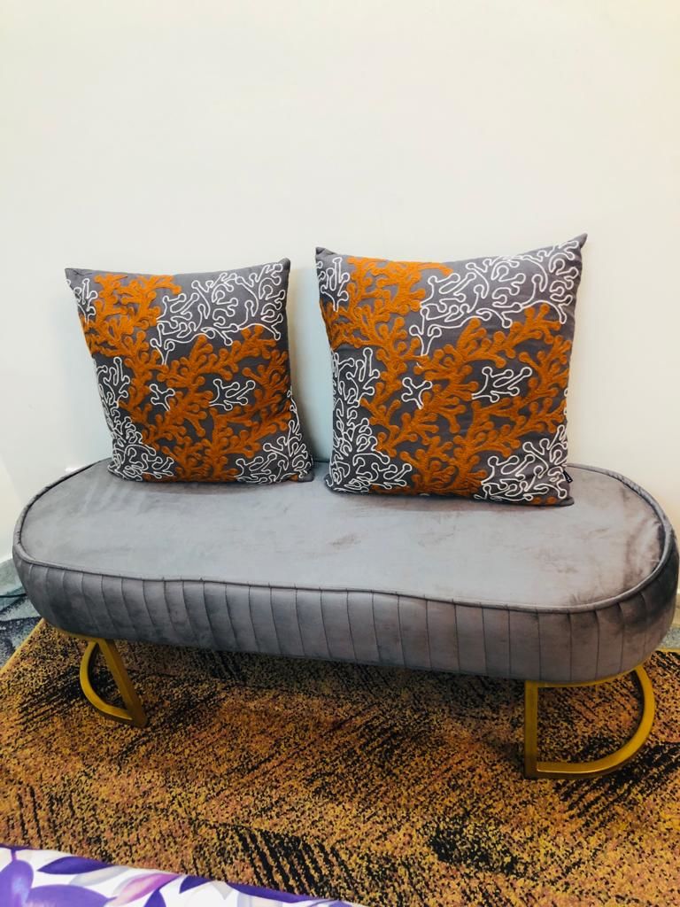 Customer photo review of 3 Seater Luxury Wooden Stool With Steel Stand -480