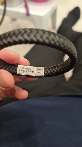 Customer photo review of Men's Personalised Message Bracelet