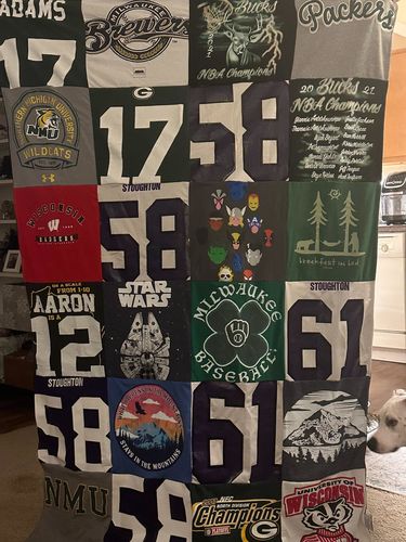 T-shirt quilt featuring milwaukee bucks, milwaukee baseball by Melissa from WI