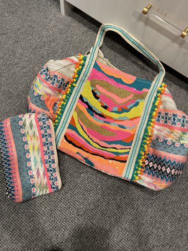 Customer photo review of Daphne Embellished Multi-colored Hand Beaded Tote